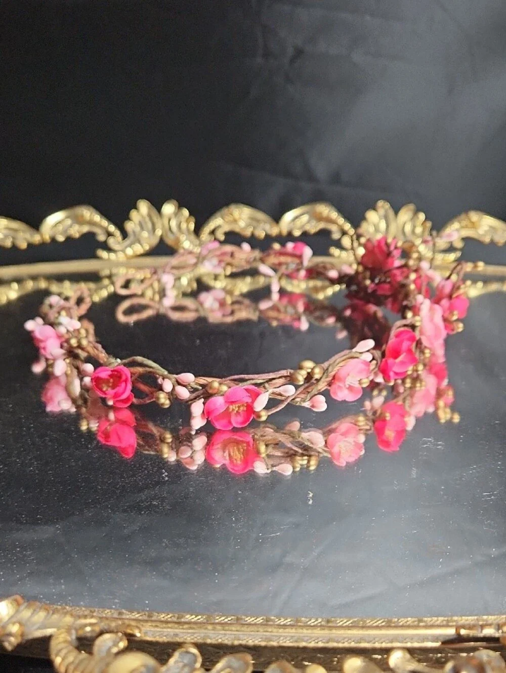 Handcrafted Pink Floral Headband Crown